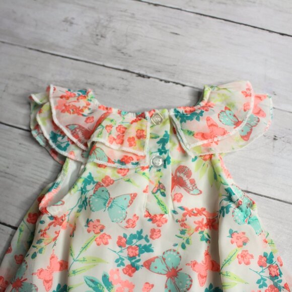 Little Lass Girl's Summer Bubble Romper Size 6-9 Months Floral - Picture 6 of 6